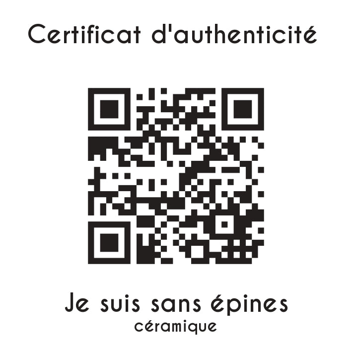 certificat d'authenticité je suis sans épines céramique sculpture en résine