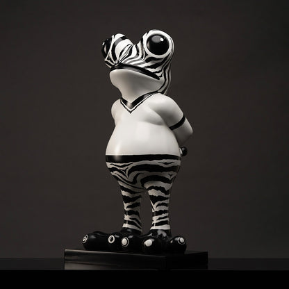 La grenouille zébrée Sculpture en résine
