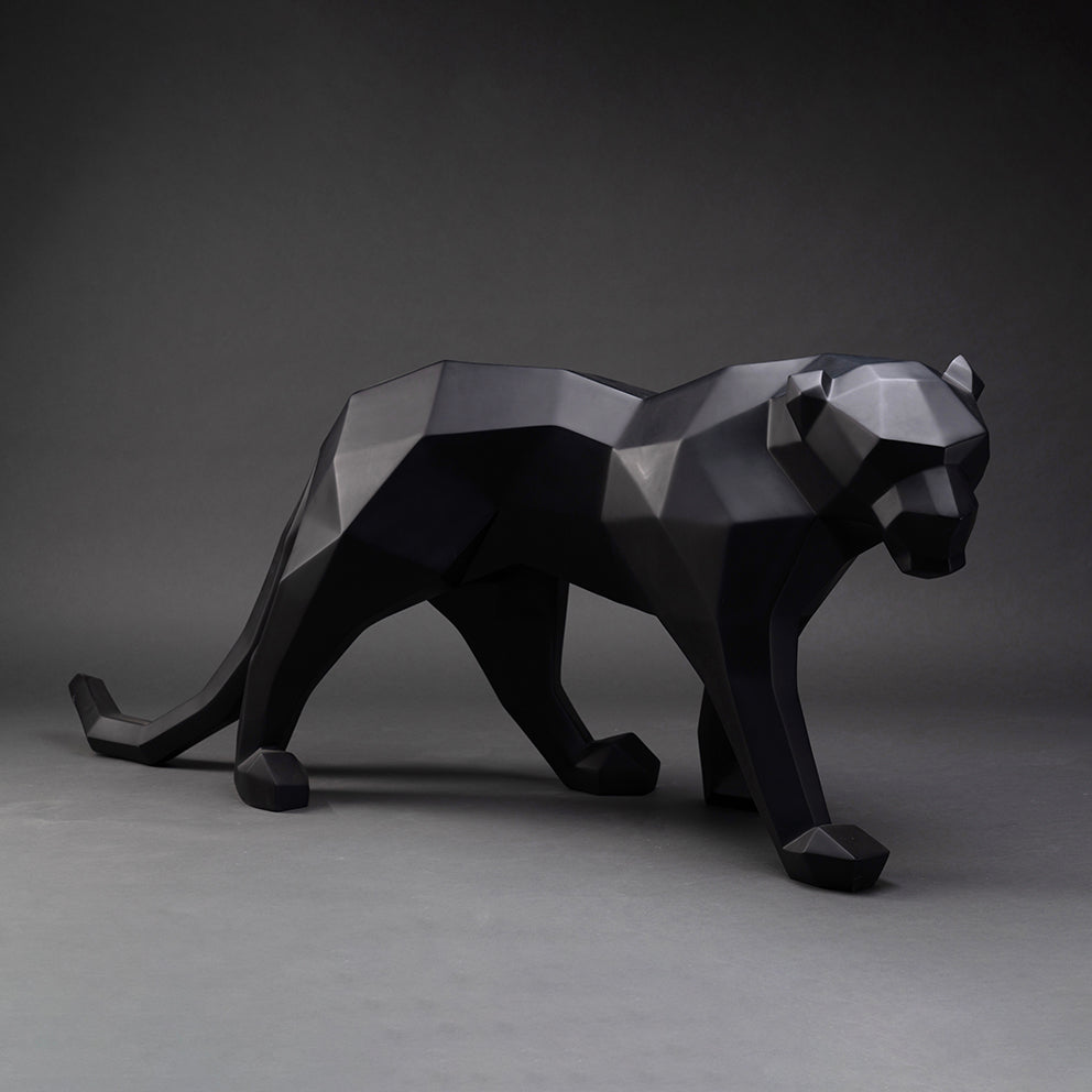 panther origami noire sculpture en résine