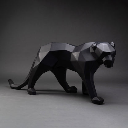 panther origami noire sculpture en résine