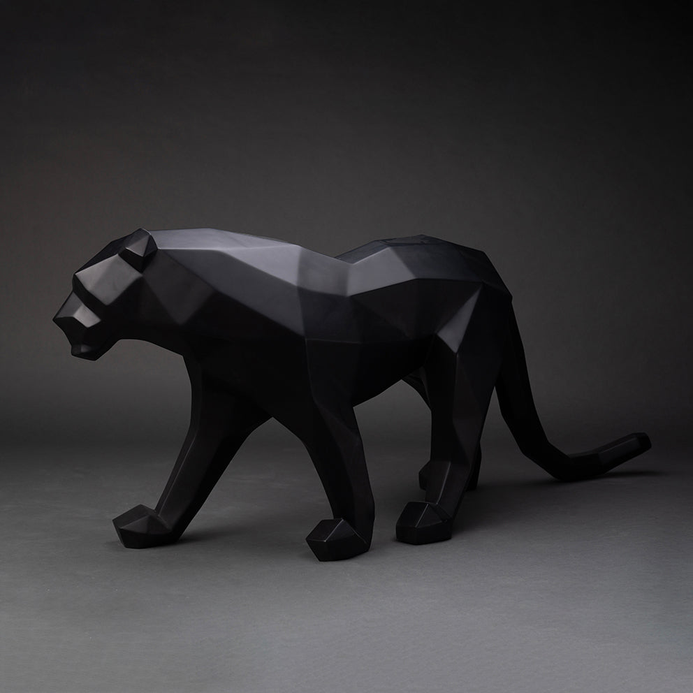 panther origami noire sculpture en résine