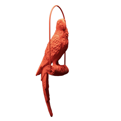 Perroquet Orange sculpture en résine