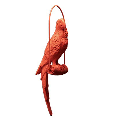 Perroquet Orange sculpture en résine