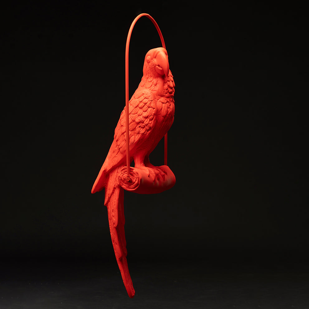 Perroquet Orange sculpture en résine