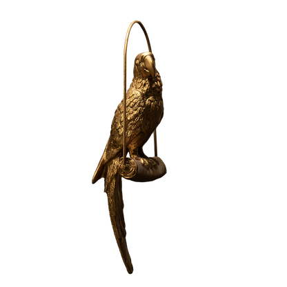 Perroquet doré sculpture en résine 
