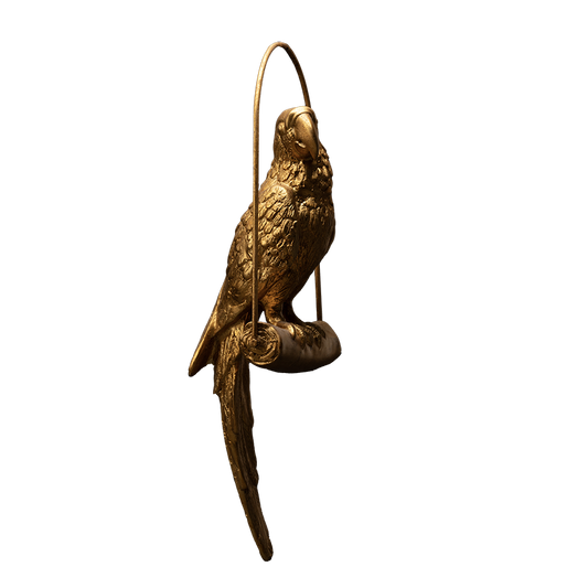 Perroquet doré sculpture en résine 