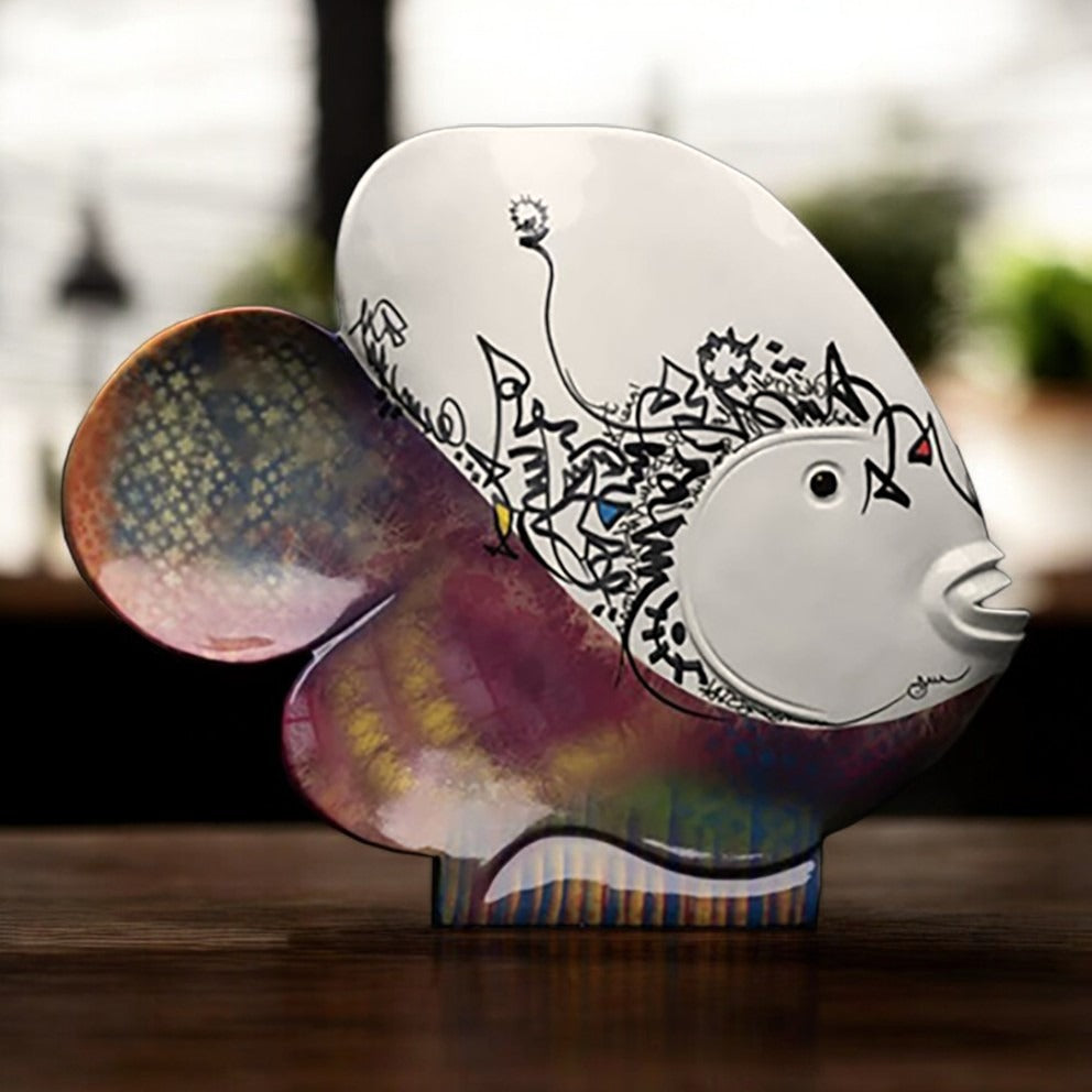 Poisson calliga sculpture en résine