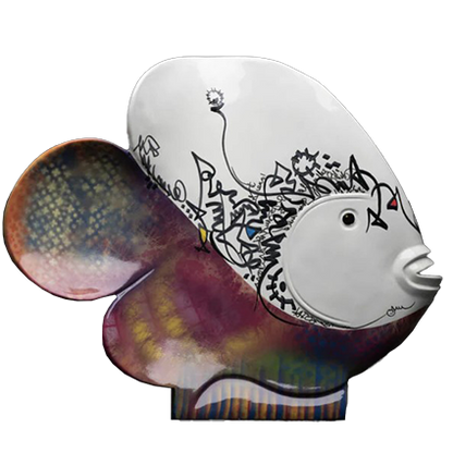 Poisson calliga sculpture en résine