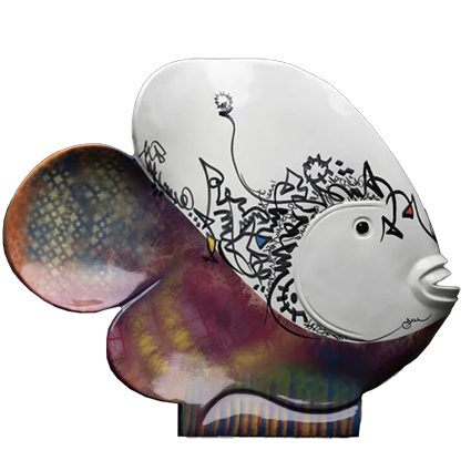 Poisson calliga sculpture en résine