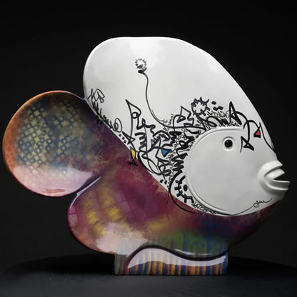 Poisson calliga sculpture en résine
