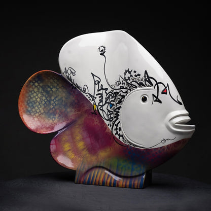 Poisson calliga sculpture en résine