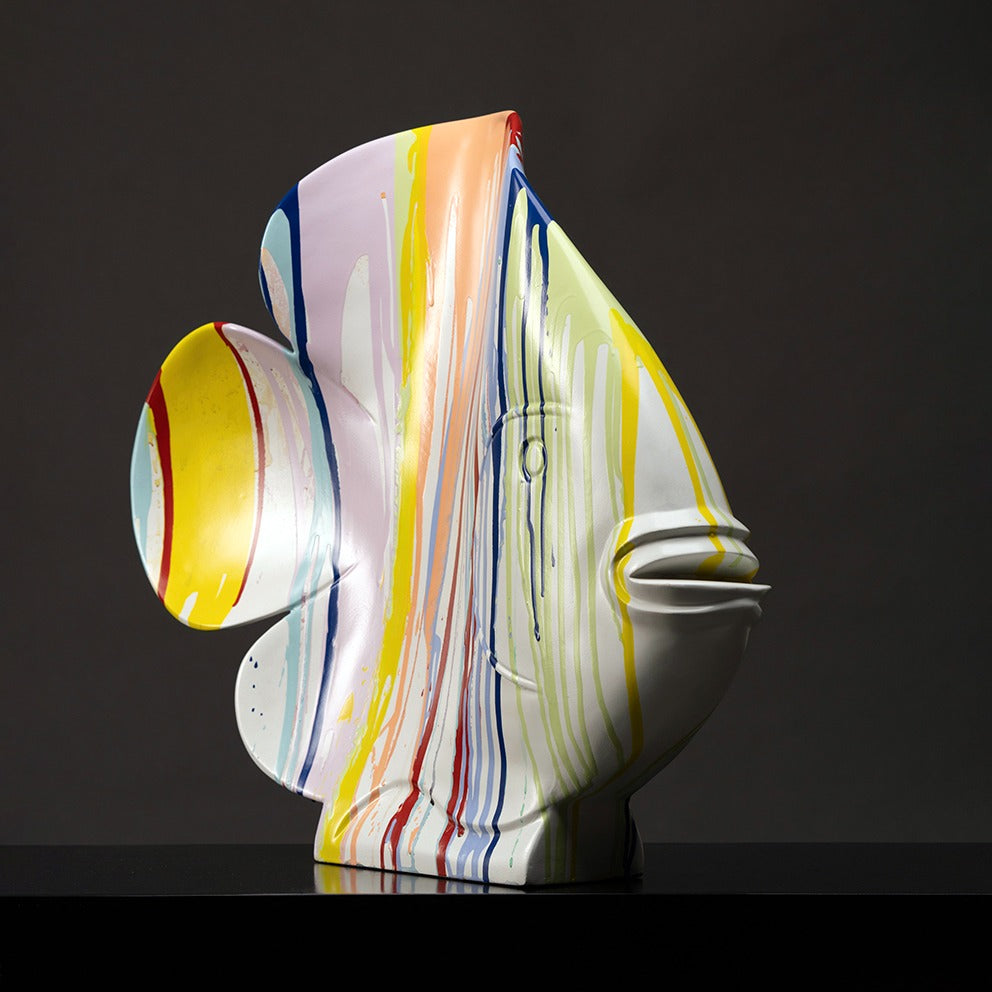 Poisson couleurs sculpture en résine