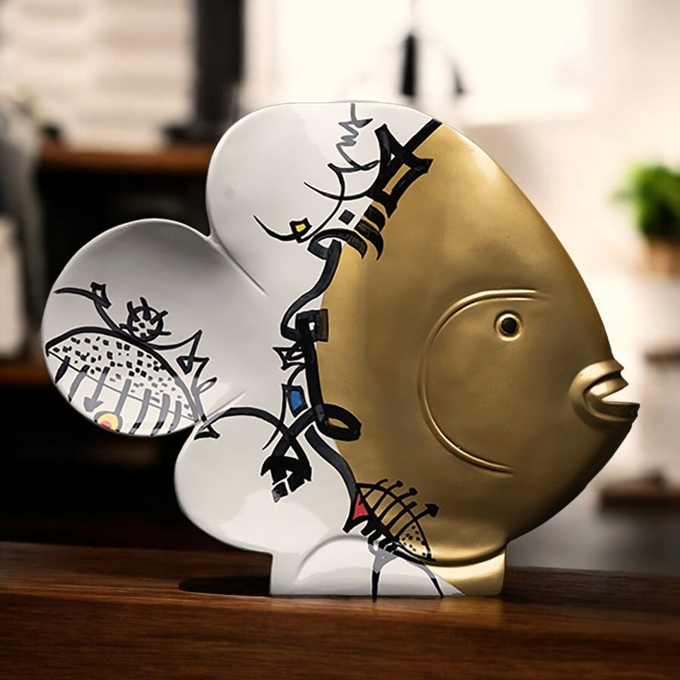 Poisson d'or sculpture en résine 