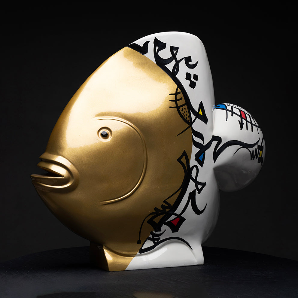 Poisson d'or sculpture en résine 