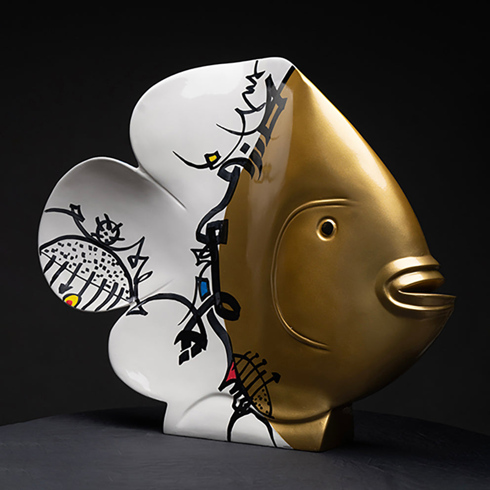 Poisson d'or sculpture en résine 