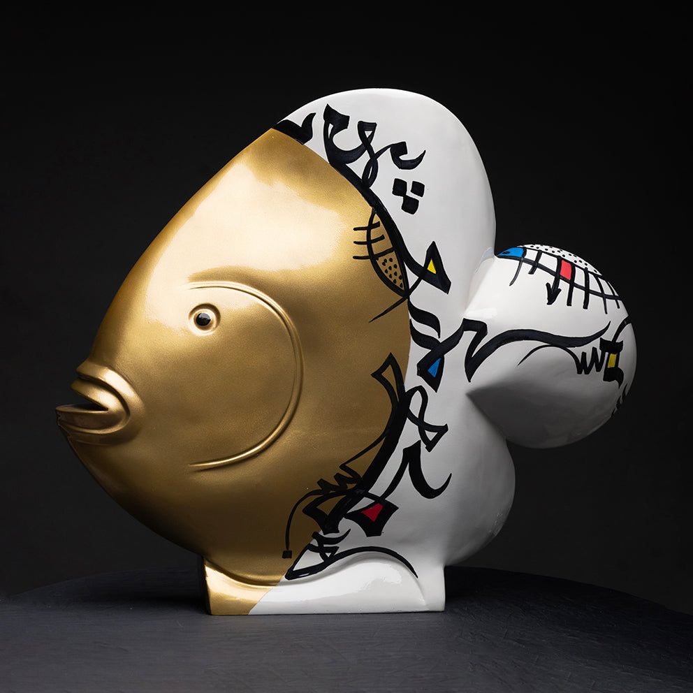 Poisson d'or sculpture en résine 