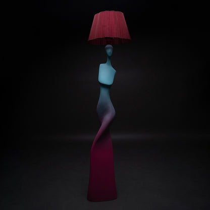 Silhouette femme couleur bleu turquoise et rose sculpture en résine