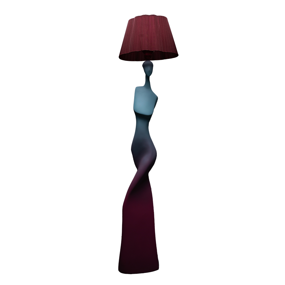 Silhouette femme couleur bleu turquoise et rose sculpture en résine
