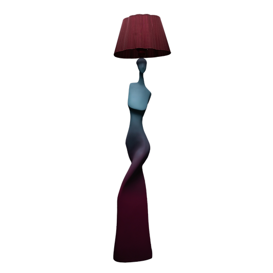 Silhouette femme couleur bleu turquoise et rose sculpture en résine