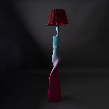 Silhouette femme couleur bleu turquoise et rose sculpture en résine