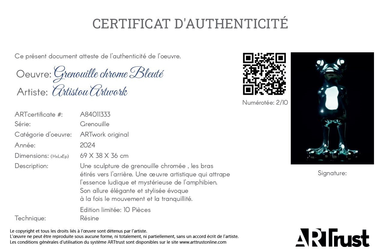 Grenouille chrome bleuté