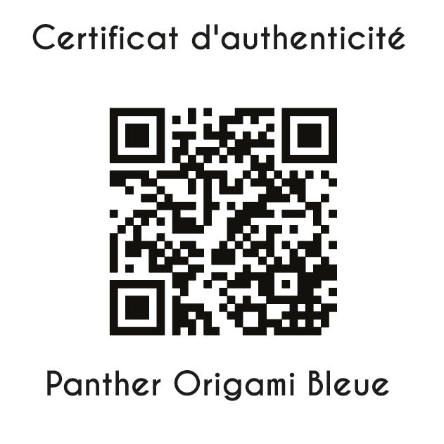 certificat d'authenticité panther origami bleue sculpture en résine 