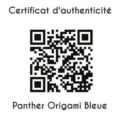 certificat d'authenticité panther origami bleue sculpture en résine 