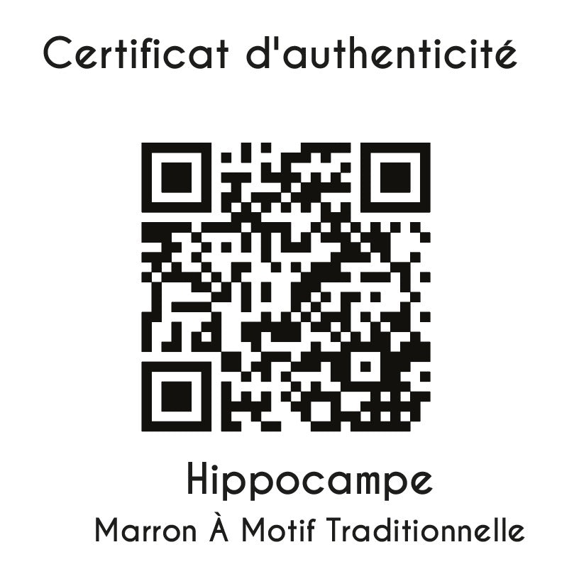 certificat d'authenticité Hippocampe marron à motif traditionnel sculpté en résine. 
