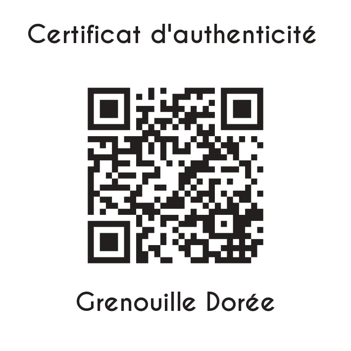 certificat d'authenticité Grenouille Dorée sculpture en résine  