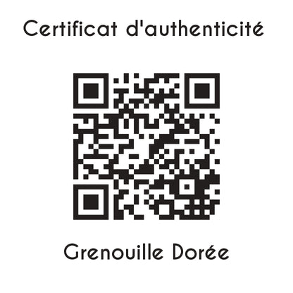 certificat d'authenticité Grenouille Dorée sculpture en résine  