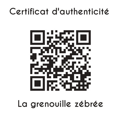 certificat d'authenticité La grenouille zébrée Sculpture en résine