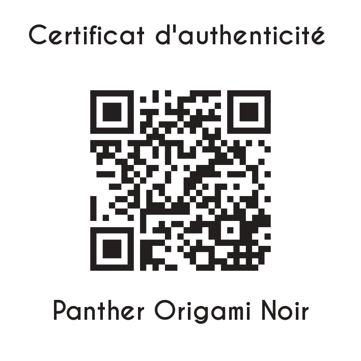 certificat d'authenticité panther origami noire sculpture en résine