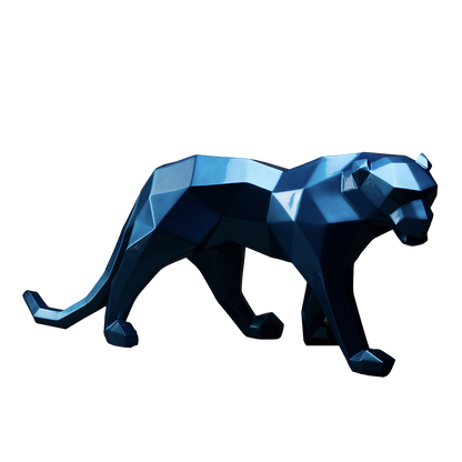 panther origami bleue sculpture en résine 