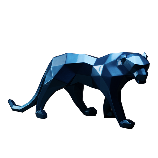 panther origami bleue sculpture en résine 