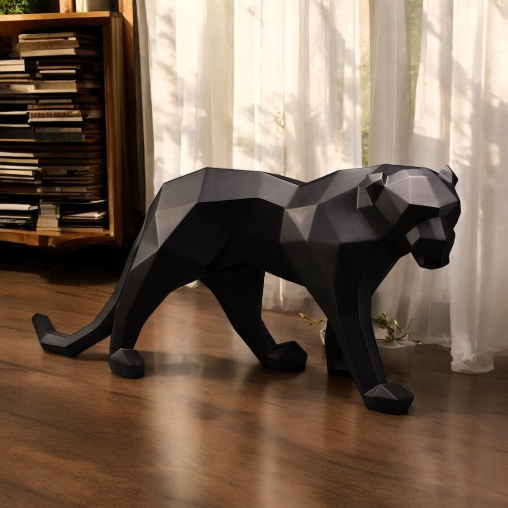 panther origami noire sculpture en résine