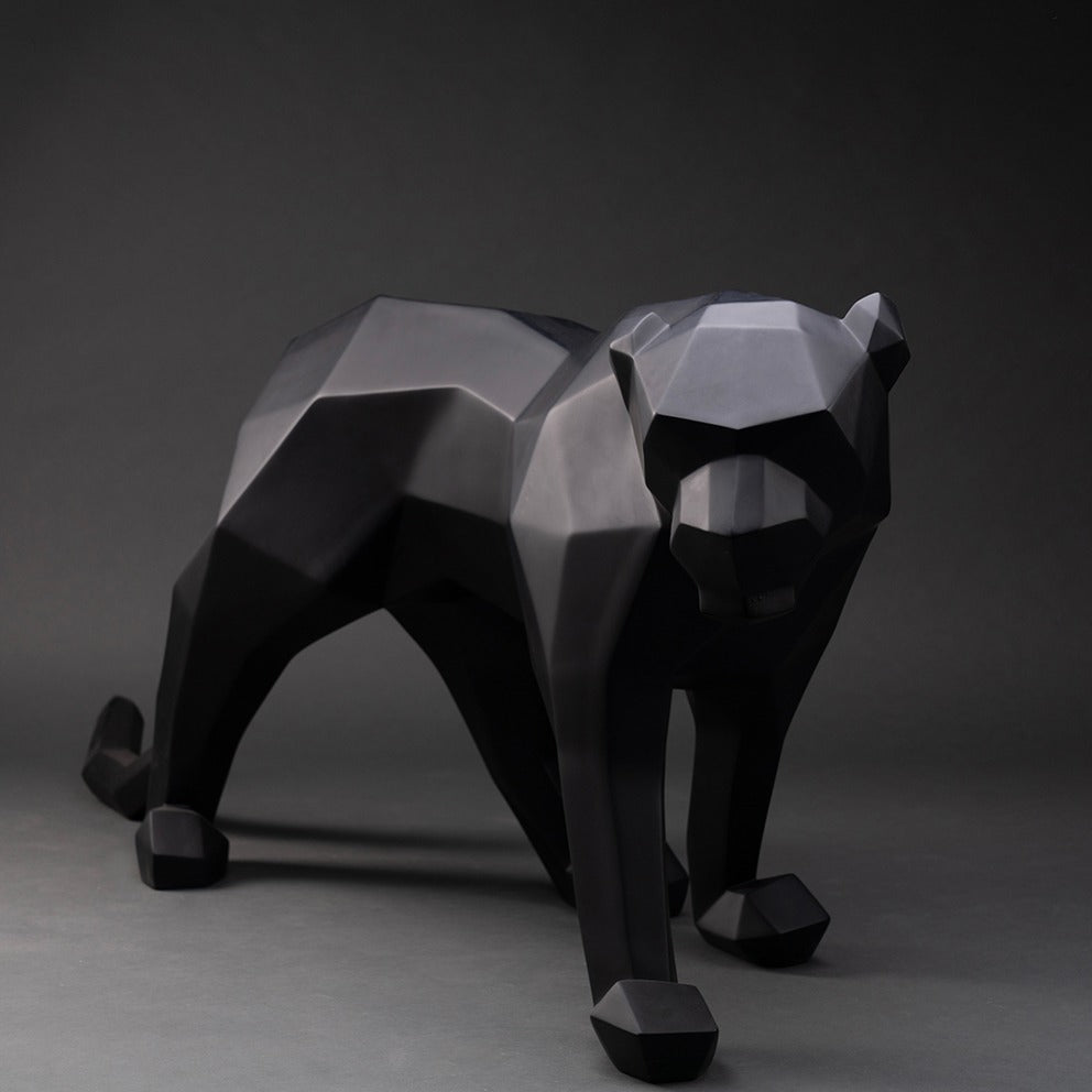 panther origami noire sculpture en résine