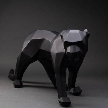 panther origami noire sculpture en résine