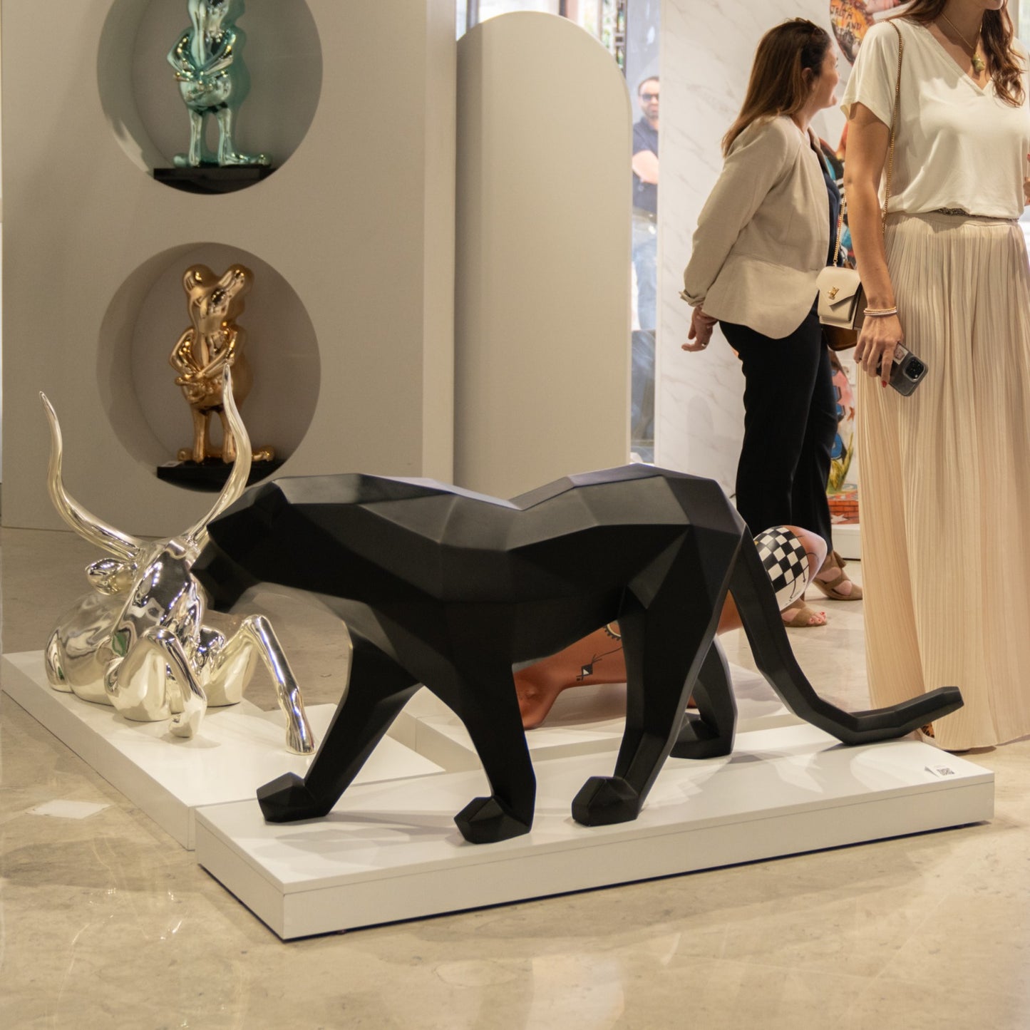 panther origami noire sculpture en résine