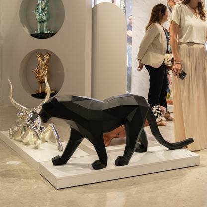 panther origami noire sculpture en résine