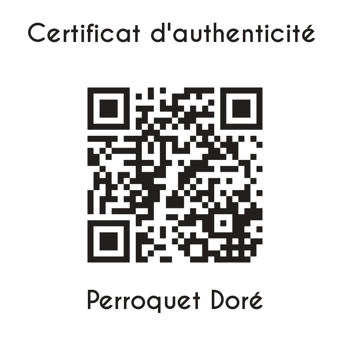 certificat d'authenticité Perroquet doré sculpture en résine 