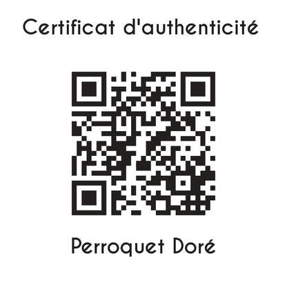 certificat d'authenticité Perroquet doré sculpture en résine 